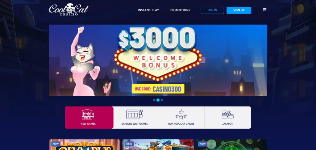 CoolCat Casino home page
