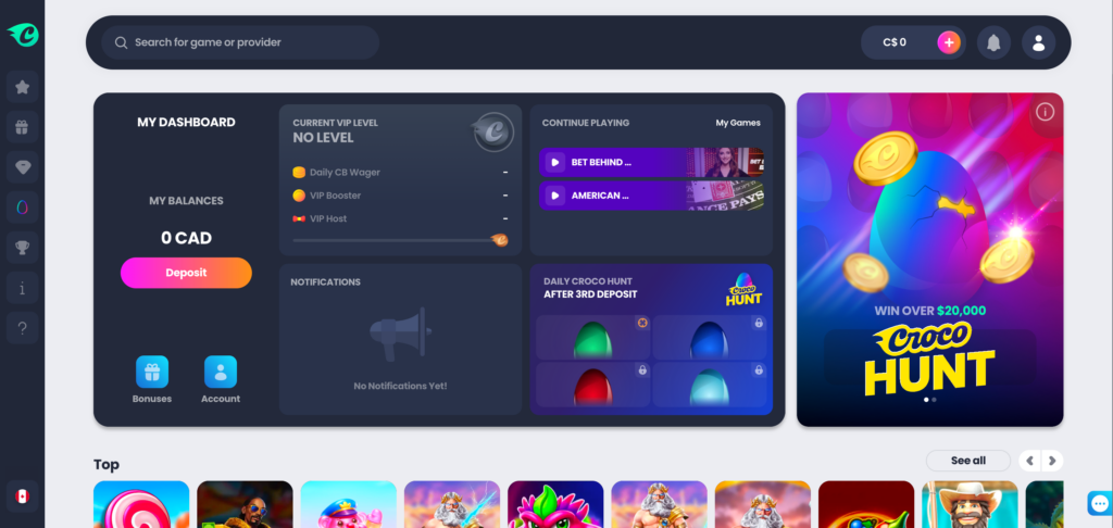 Crocoslots home page
