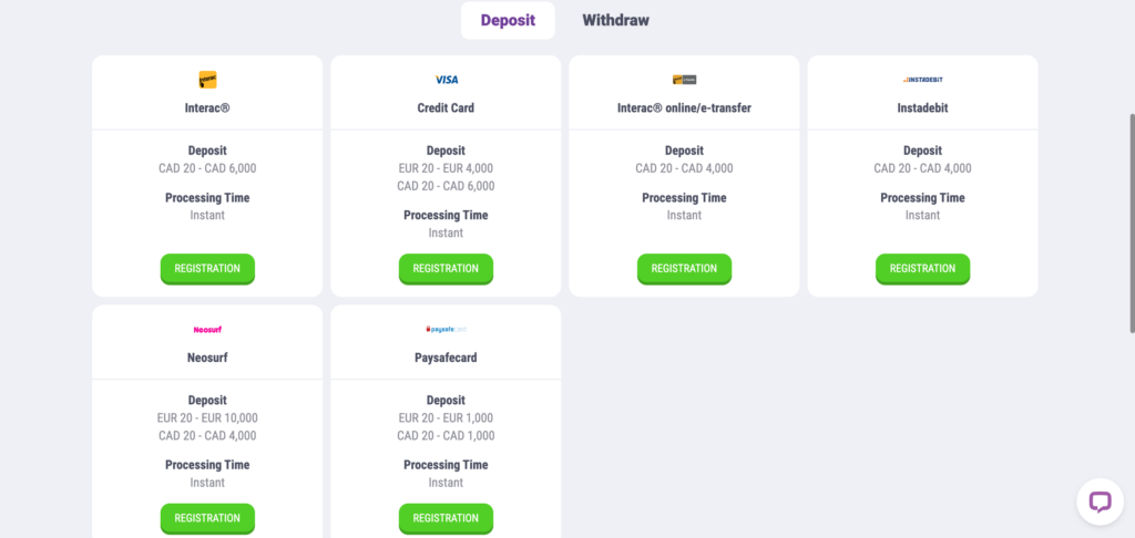 Cookie casino deposit method seen when testing 
