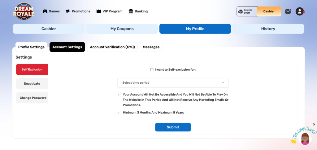 Dream Royale profile setting