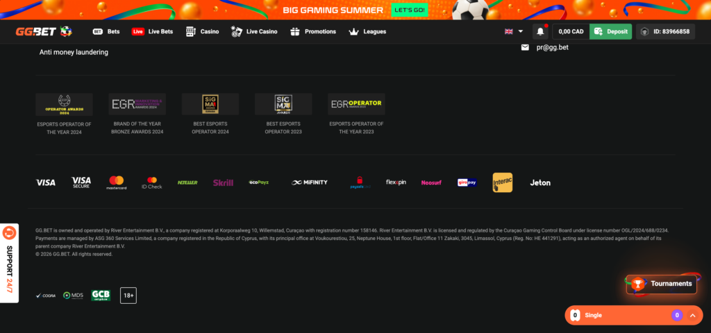 GGBET footer