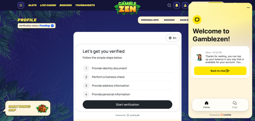 Gamblezen support chat