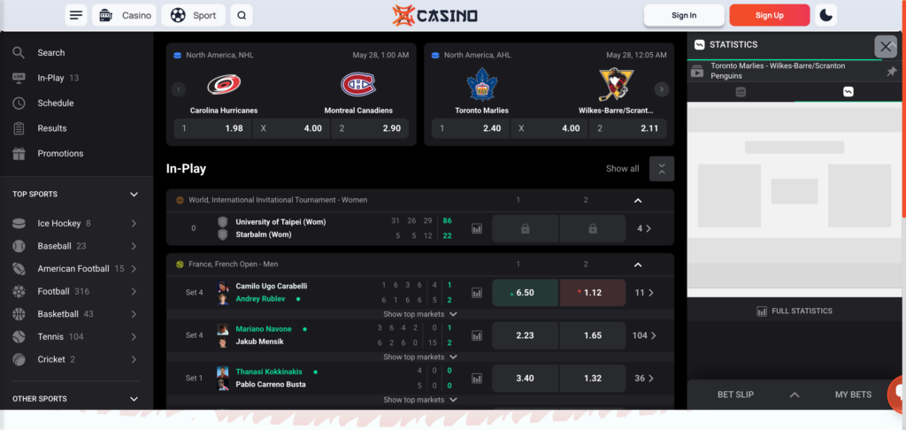 ZenCasino sportsbook as seen when testing