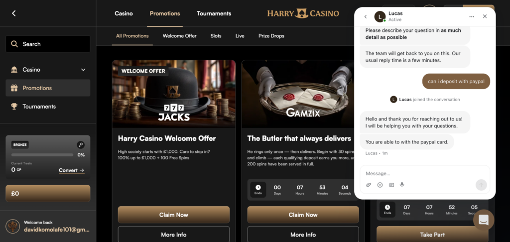 Harry Casino support 