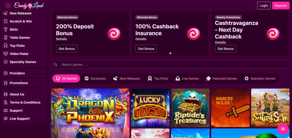 Candyland casino home page