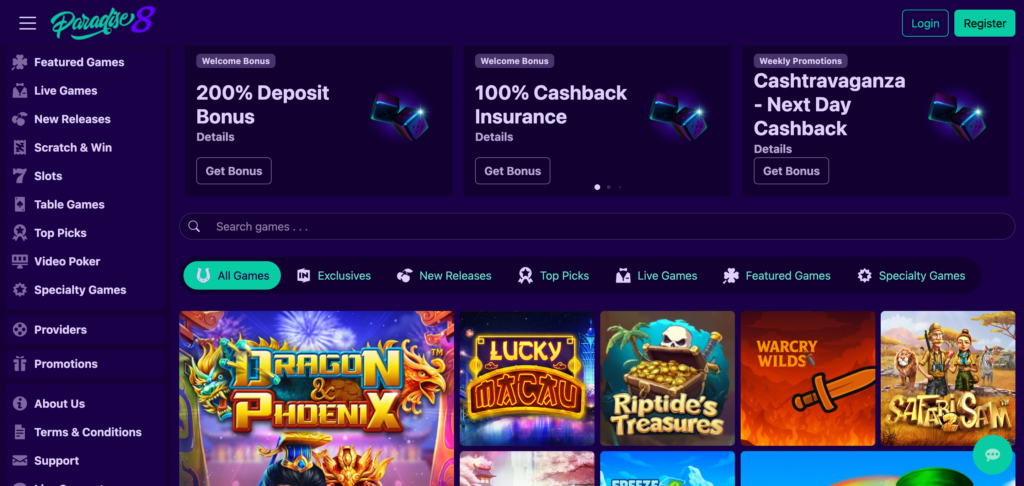 Paradise8 home page
