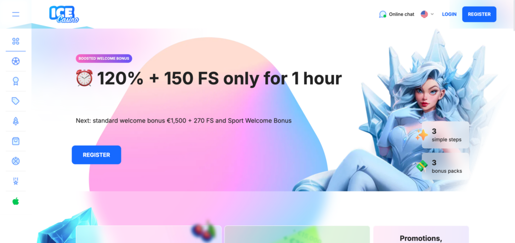 Ice Casino home page