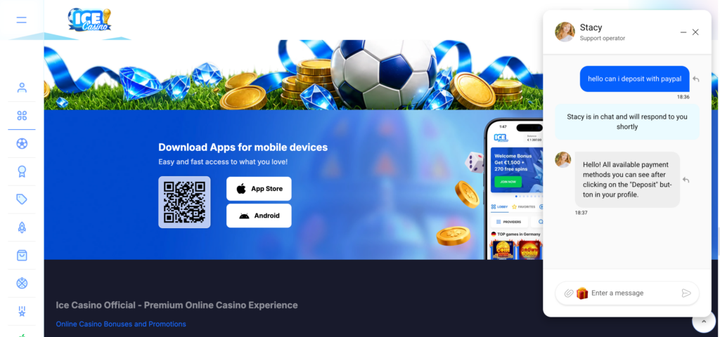 Ice Casino support chat