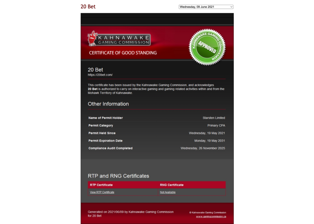 20Bet license