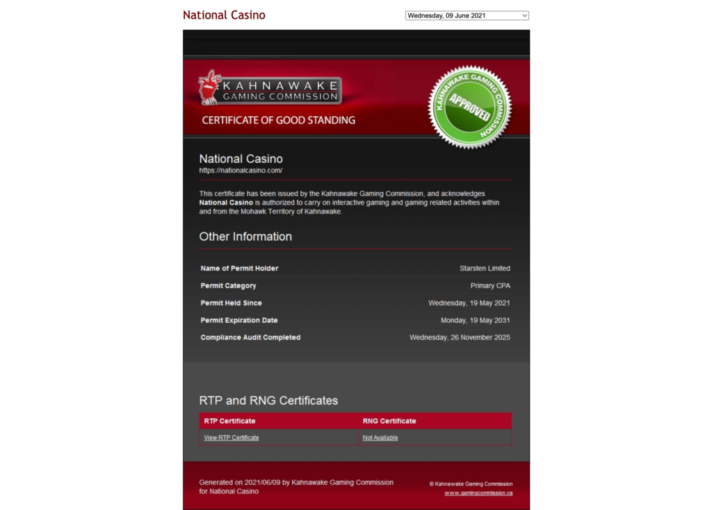 National Casino license