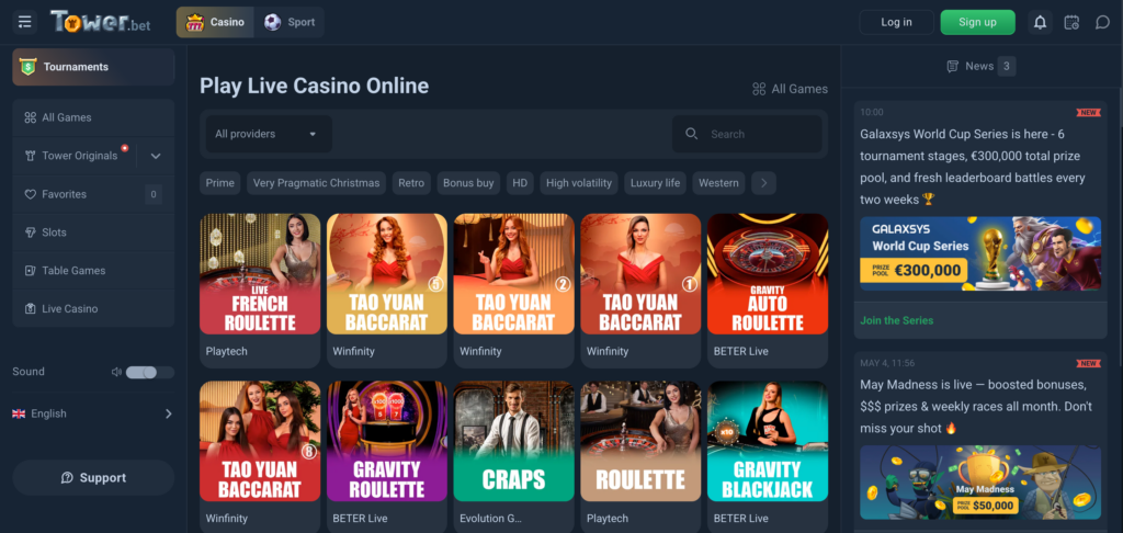 towerbet live casinos