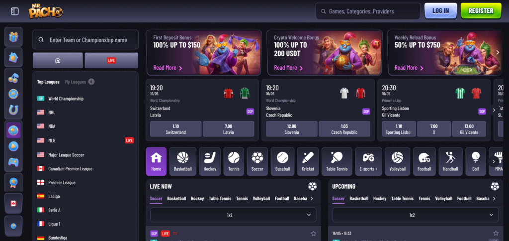 MrPacho sportsbook as seen when testing 