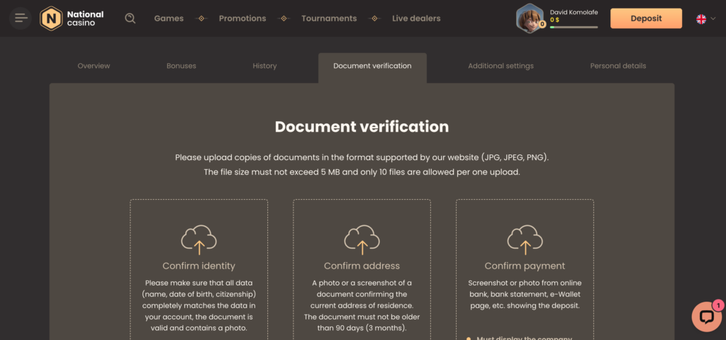 National Casino KYC