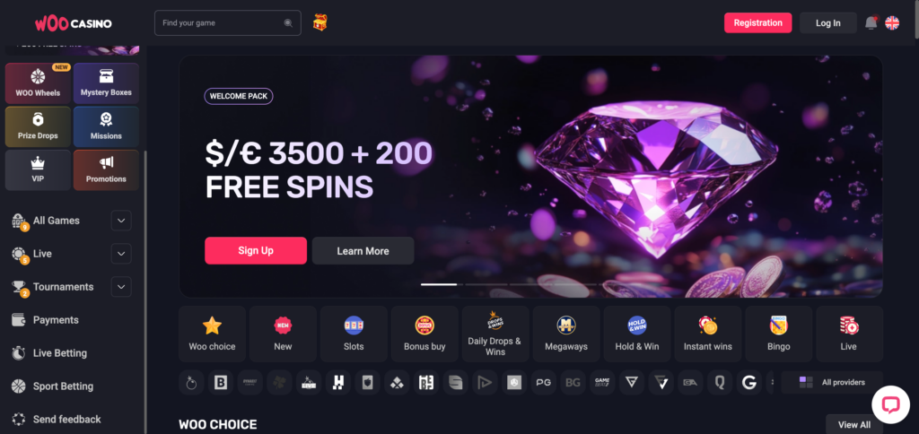Woo casino home page
