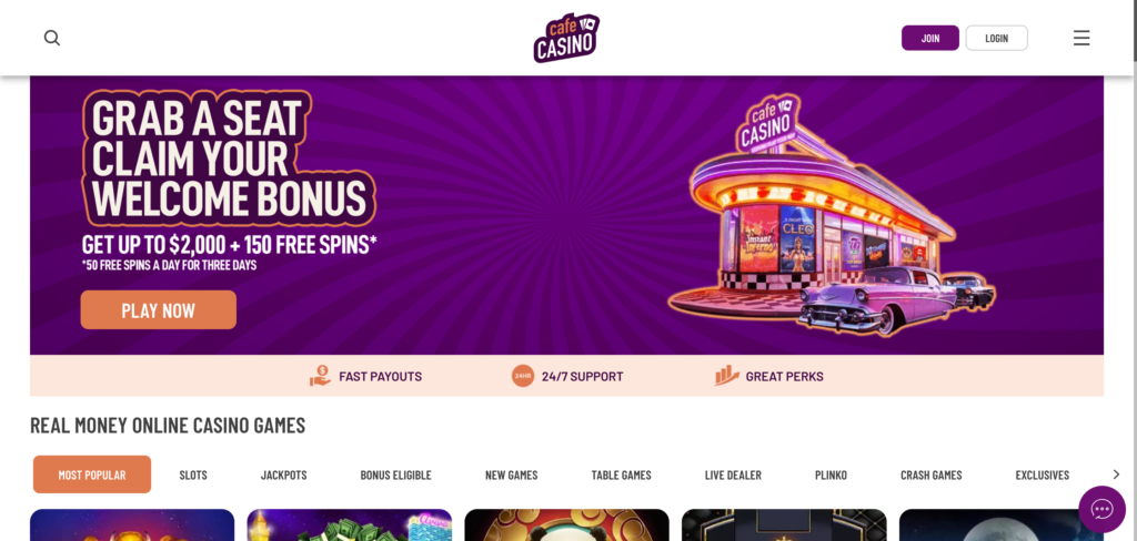 Cafe Casino home page