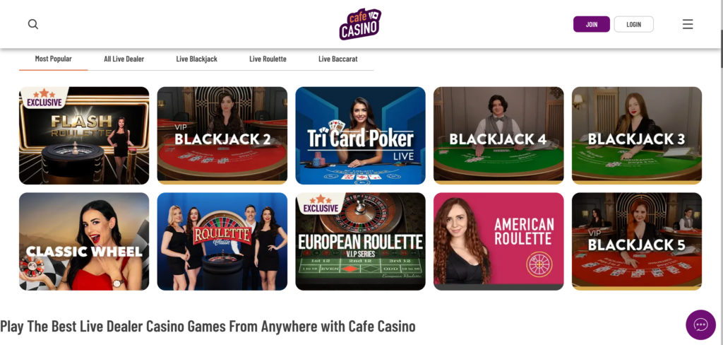 Cafe Casino live casino dealer as seen when testing