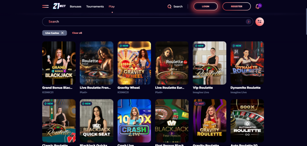 21bit Casino promotions as seen when testing