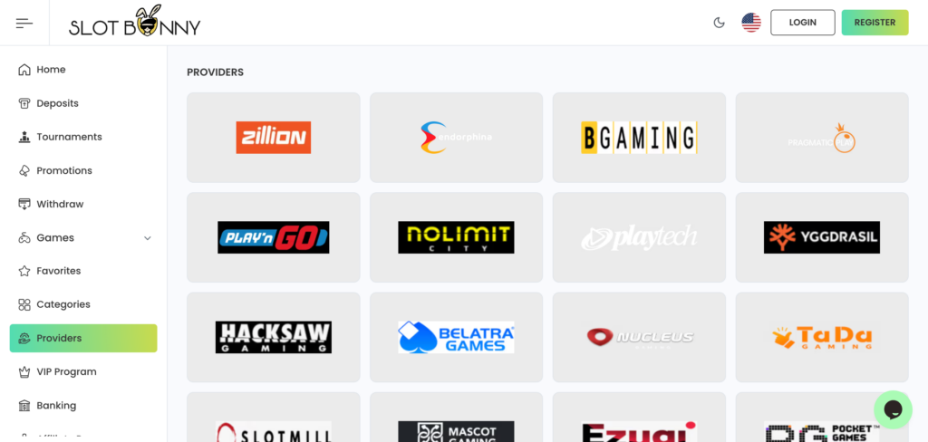 Slot Bunny provider as seen when testing