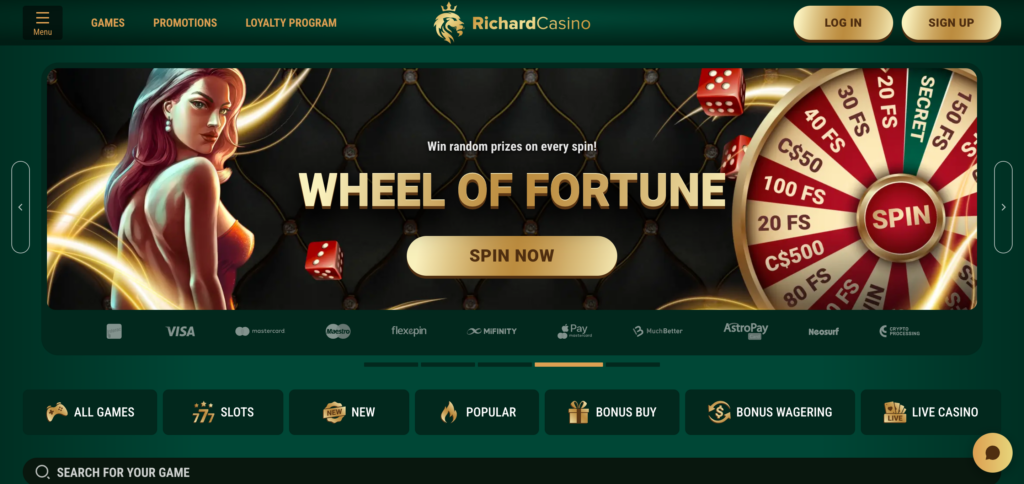 Richard Casino home page
