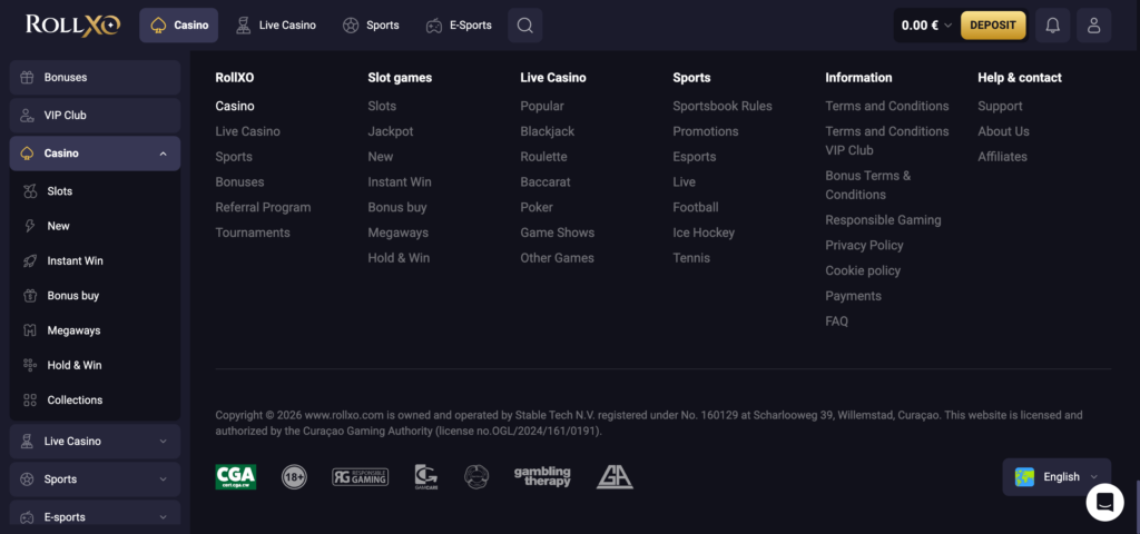 RollXO footer