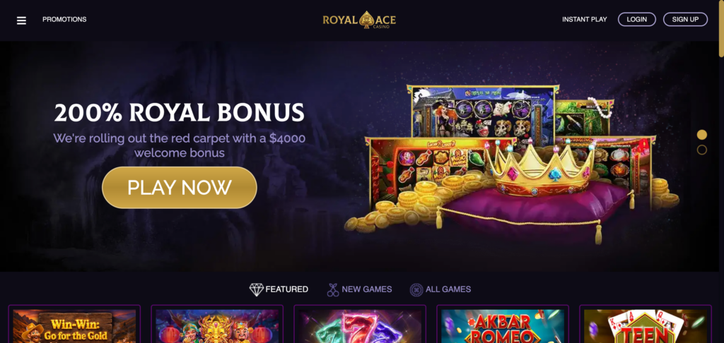 Royal Ace Casino home page