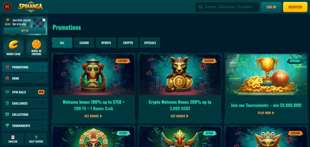 Spinanga promotions as seen when testing