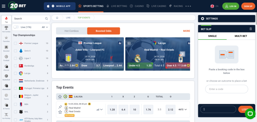 20Bet sportsbook as seen testing