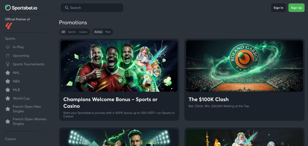 Sportsbet promotions seen when testing