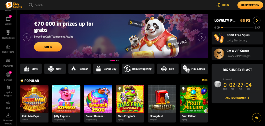 Stay Casino home page