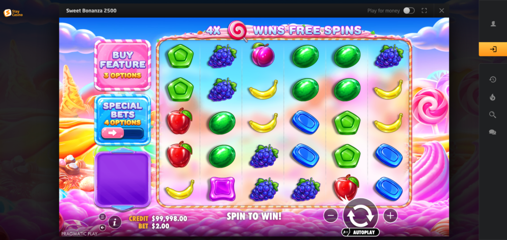 Stay Casino sweet bonanza game as seen when testing