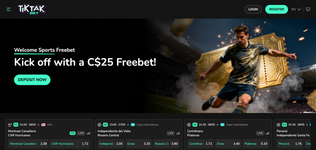 TikTak Bet home page