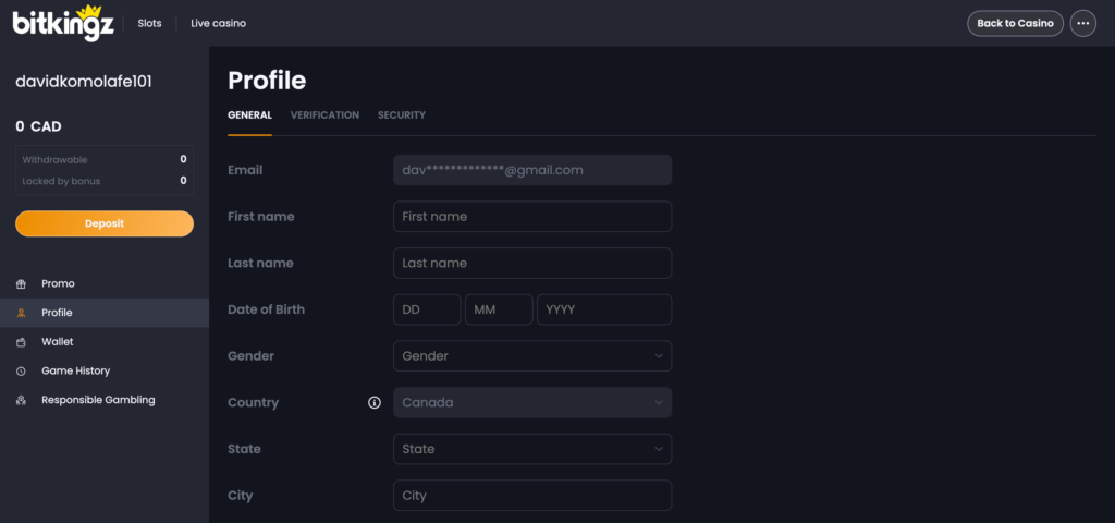 Bitkingz profile setting