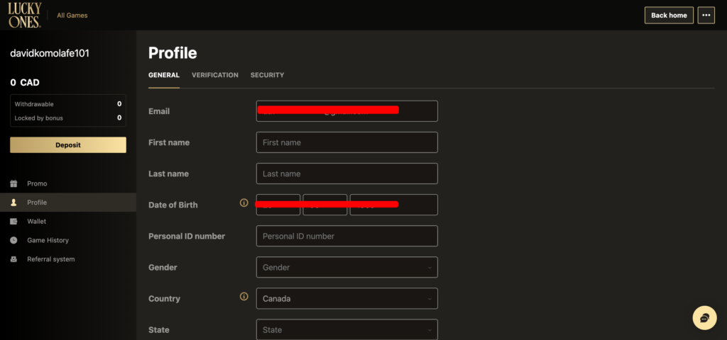 Lucky Ones profile setting