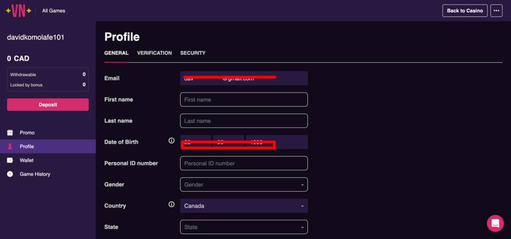 Vegas Now profile setting