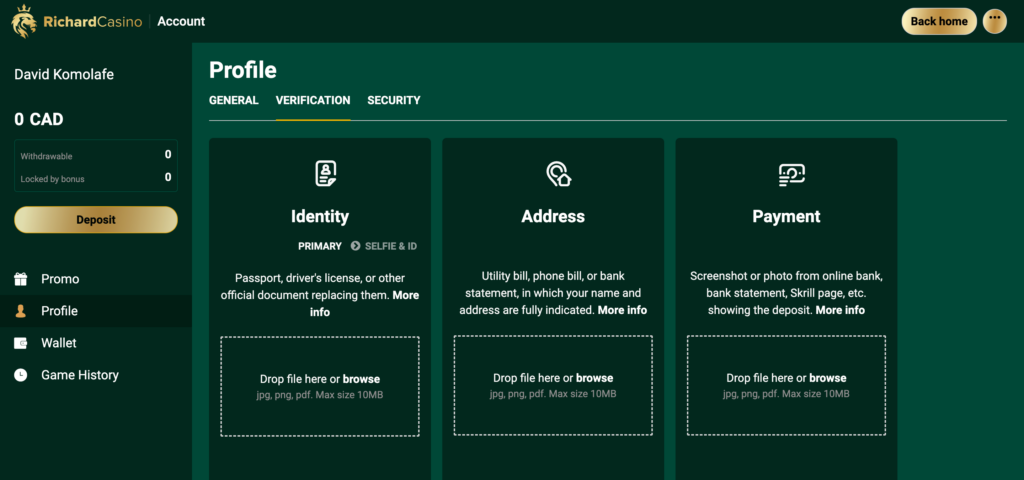 Richard Casino KYC