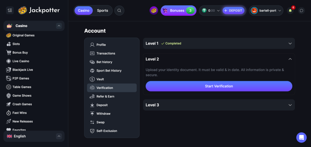 Jackpotter KYC