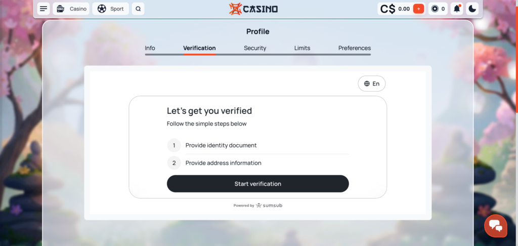 ZenCasino KYC sumsub