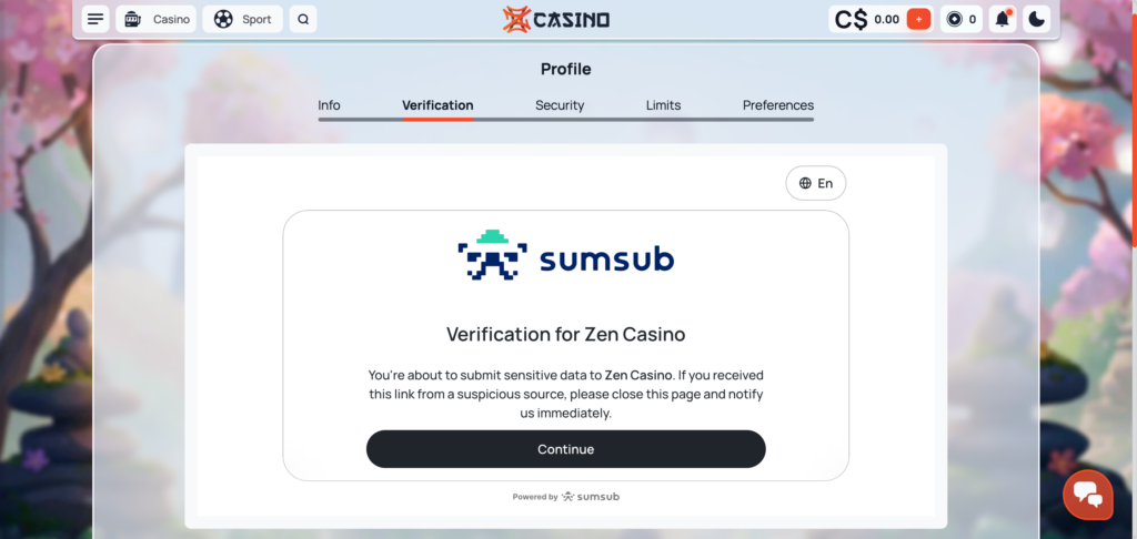 ZenCasino sumsub KYC