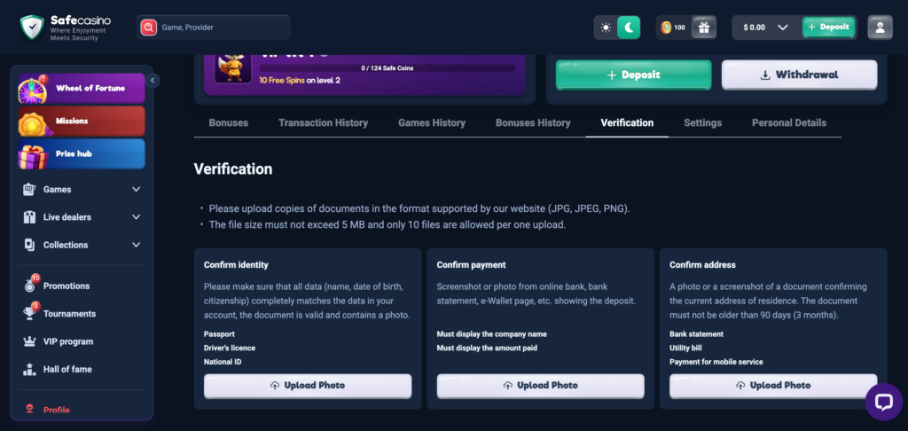 SafeCasino KYC