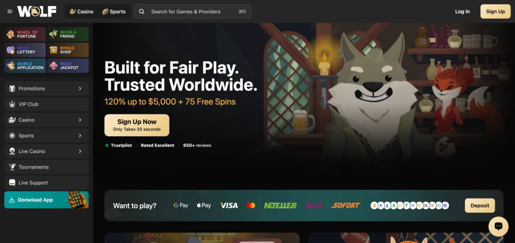 Wolf.io home page