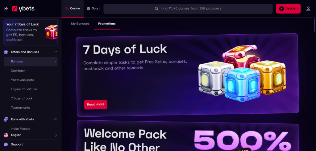 Ybets promotion as seen when testing