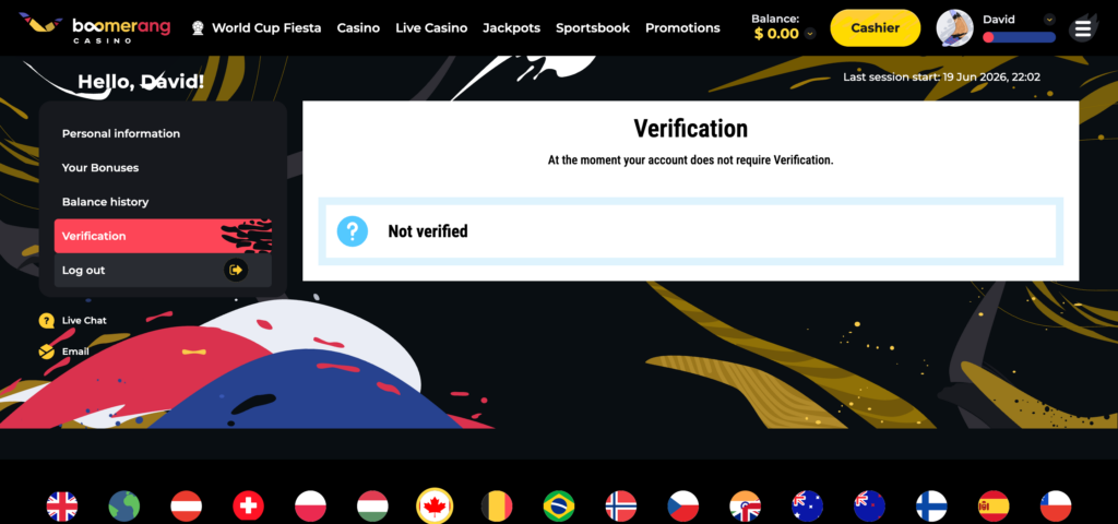 Boomerang Casino KYC
