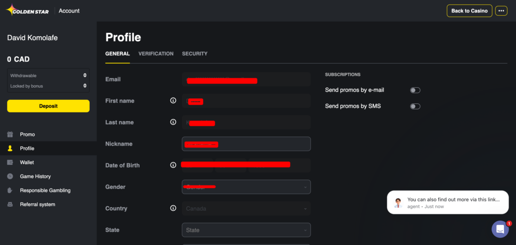 Goldenstar profile setting
