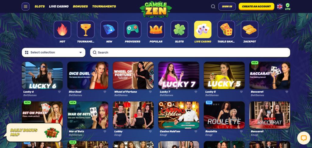 Gamblezen live casino