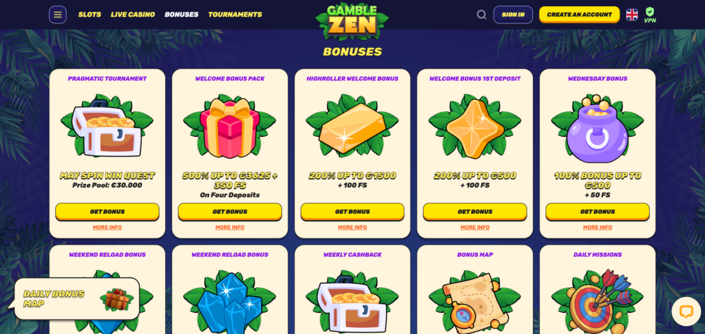 Gamblezen promotion as seen when testing