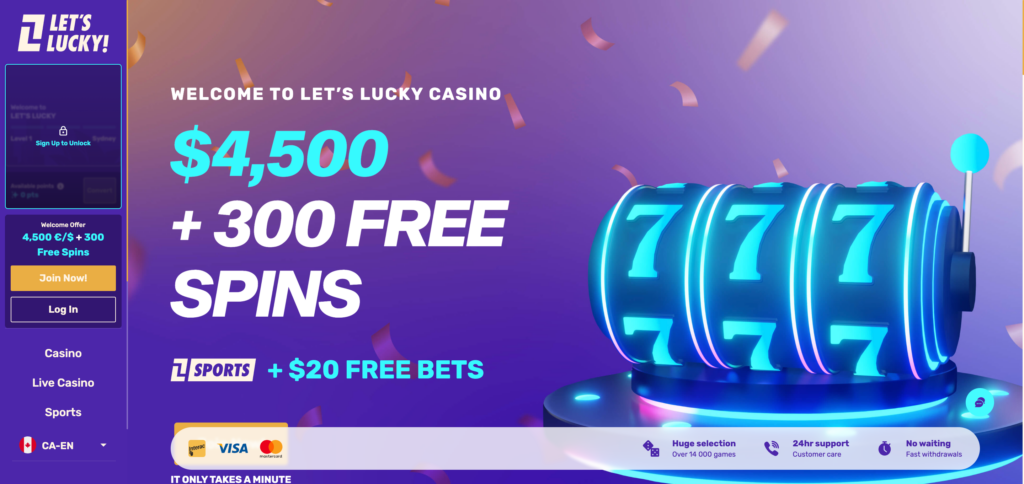 Lets Lucky home page