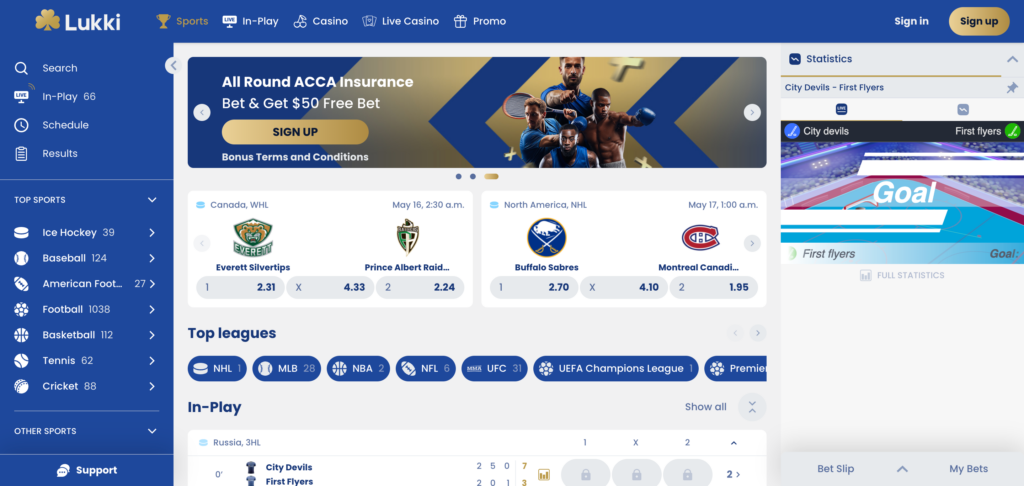 Lukki casino sportsbooks as seen when testing